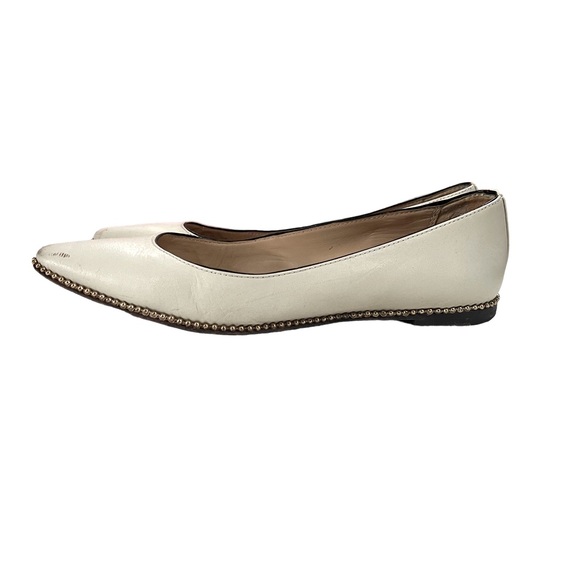 Coach Waverly Bead Trim Off White Leather Flats Size 6.5 - Picture 6 of 7